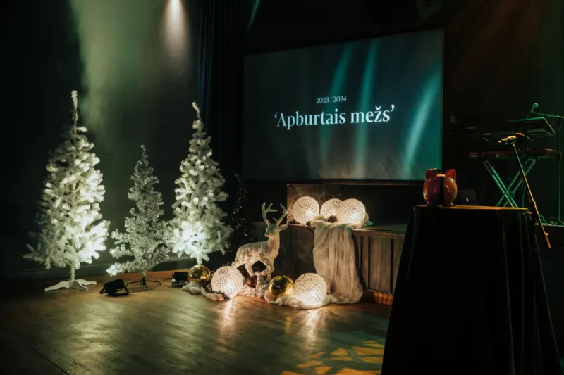 Dekorācija "Apburtais mežs" ar baltām eglītēm